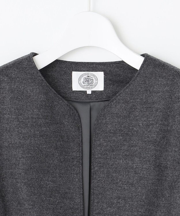 J.PRESS LADIES アクアレジェンドウールジャージー ノーカラー ジャケット ライトグレー系