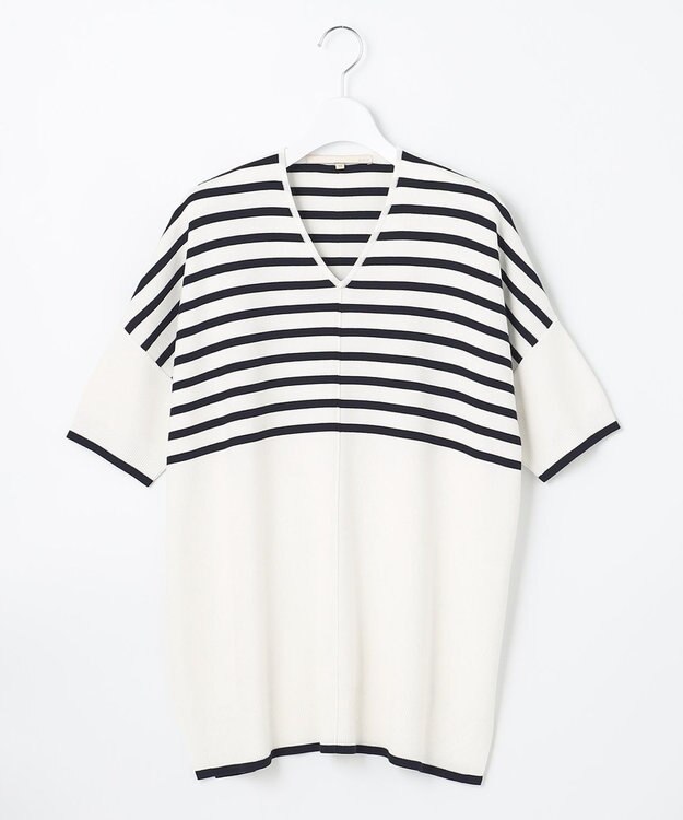 自由区 【新型登場！/WEB限定カラー有】ハイツイストコットンアセテート ニット5分袖 ホワイト系2