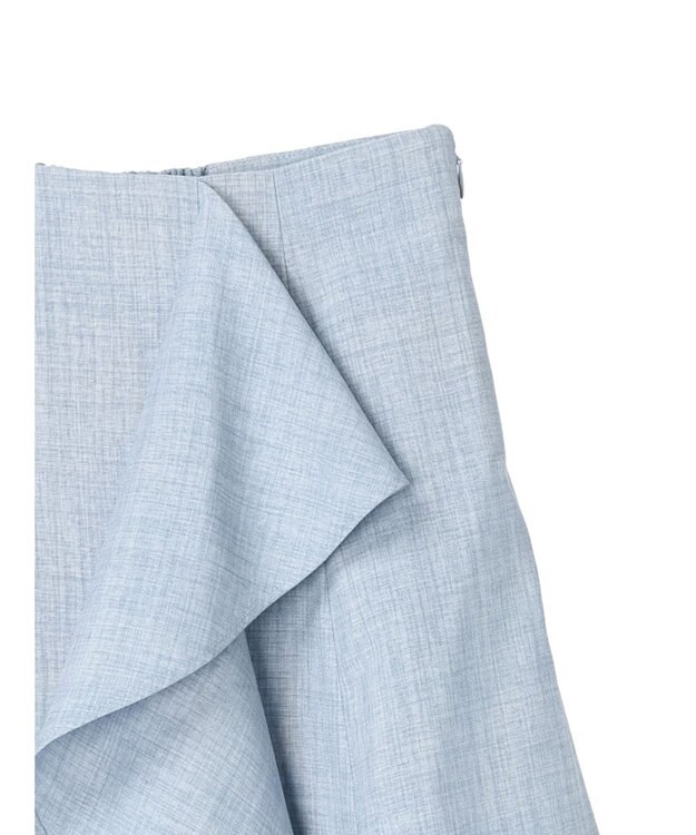 earth music&ecology アシメペプラムフレアバックレースミディ丈スカート Blue