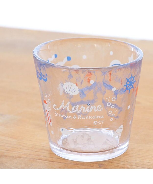 Mother garden しろたん ガラスカップ 《マリン柄》径7.8cm マリン柄