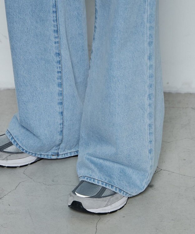 WEGO ルーズフィットフレアパンツ デニム淡色