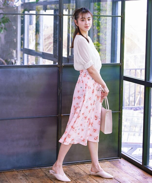 Tiaclasse 花柄プリントスカート ピンク