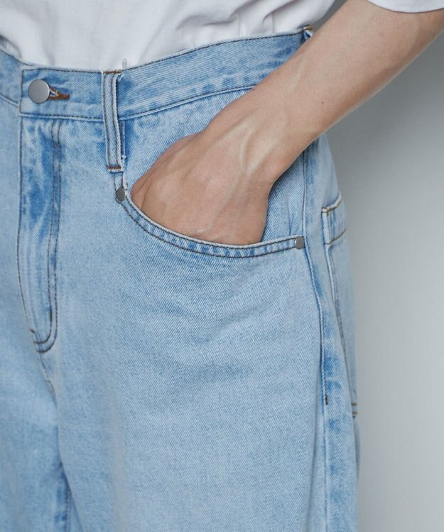 WEGO ルーズフィットフレアパンツ デニム淡色