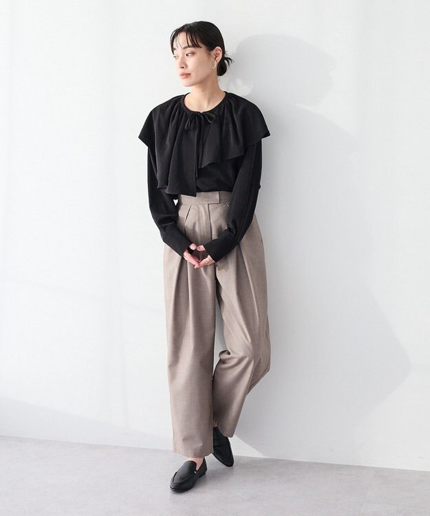 CRAFT STANDARD BOUTIQUE ＜セレモニー＞フロントタックカーブパンツ Beige Mixture