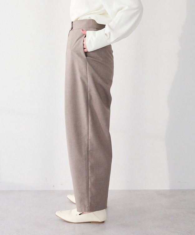 CRAFT STANDARD BOUTIQUE ＜セレモニー＞フロントタックカーブパンツ Beige Mixture