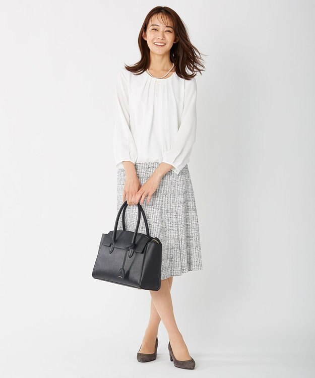 J.PRESS LADIES ファンシーツイード スカート ホワイト系1