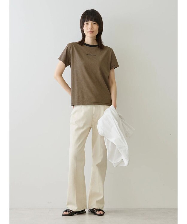 AMERICAN HOLIC 刺繍ロゴボーダープルオーバー Mocha