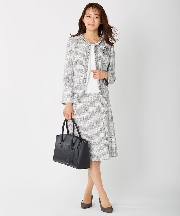 J.PRESS LADIES ファンシーツイード スカート ホワイト系1