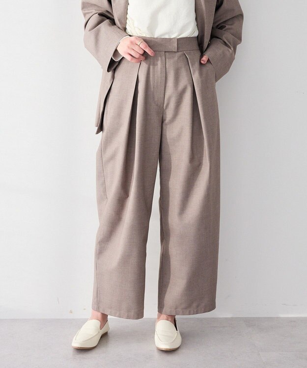 CRAFT STANDARD BOUTIQUE ＜セレモニー＞フロントタックカーブパンツ Beige Mixture