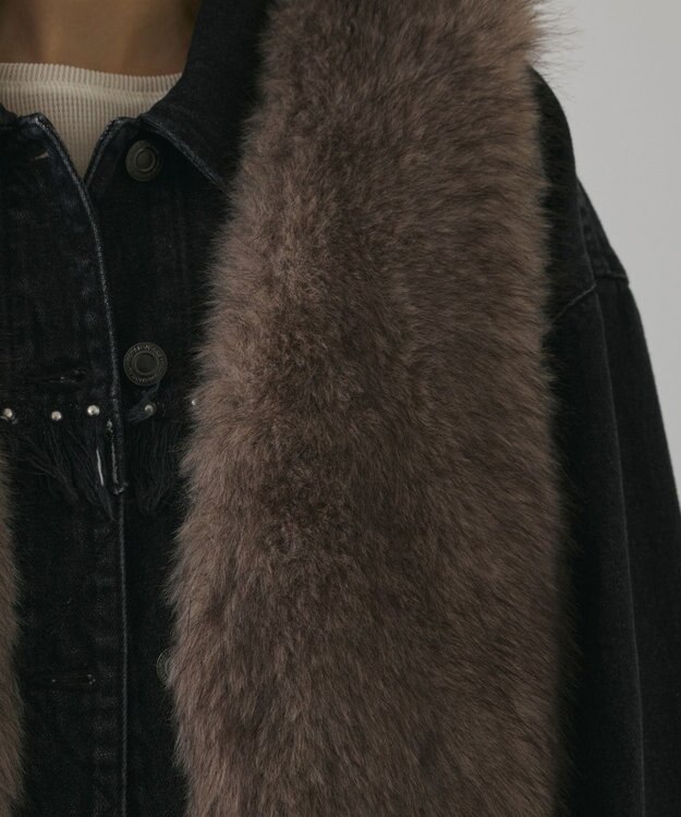 GRACE CONTINENTAL フェイクフォックスファ－ベスト グレー