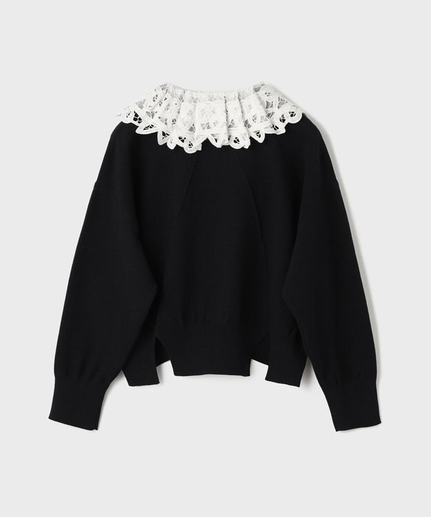 GRACE CONTINENTAL レースカラーニットトップ ブラック