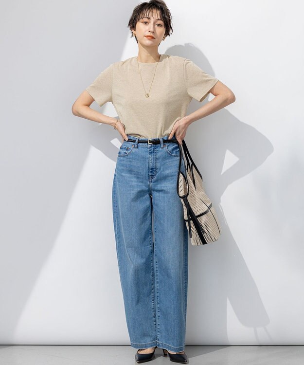 23区 【接触冷感】23区DENIM サマー ストレート ワイド パンツ スカイブルー系