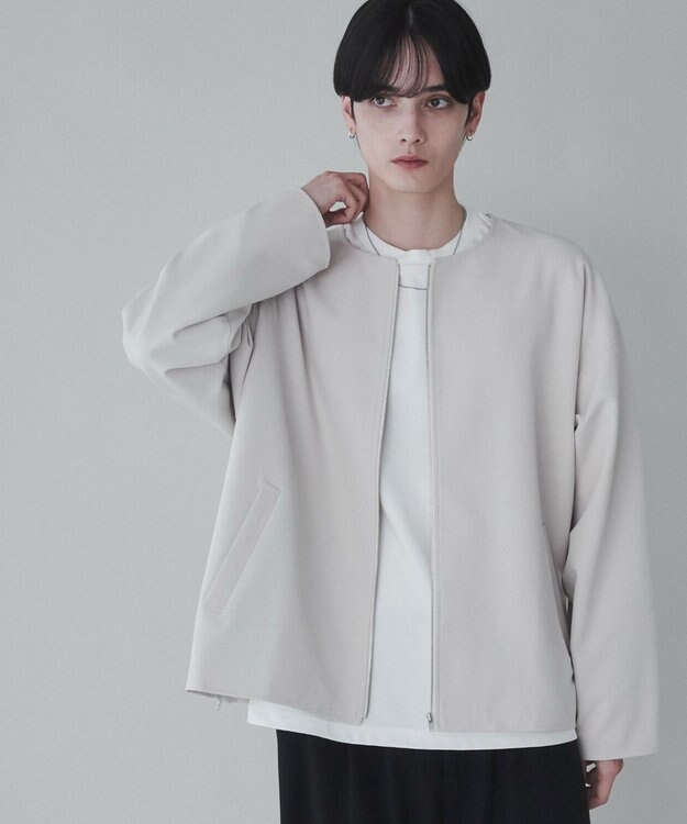 WEGO 【ユニセックス着用ITEM】トロミノーカラーブルゾン ライトベージュ