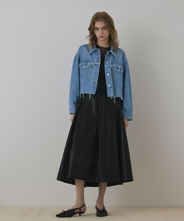 GRACE CONTINENTAL フリンジデニムジャケット ブルー