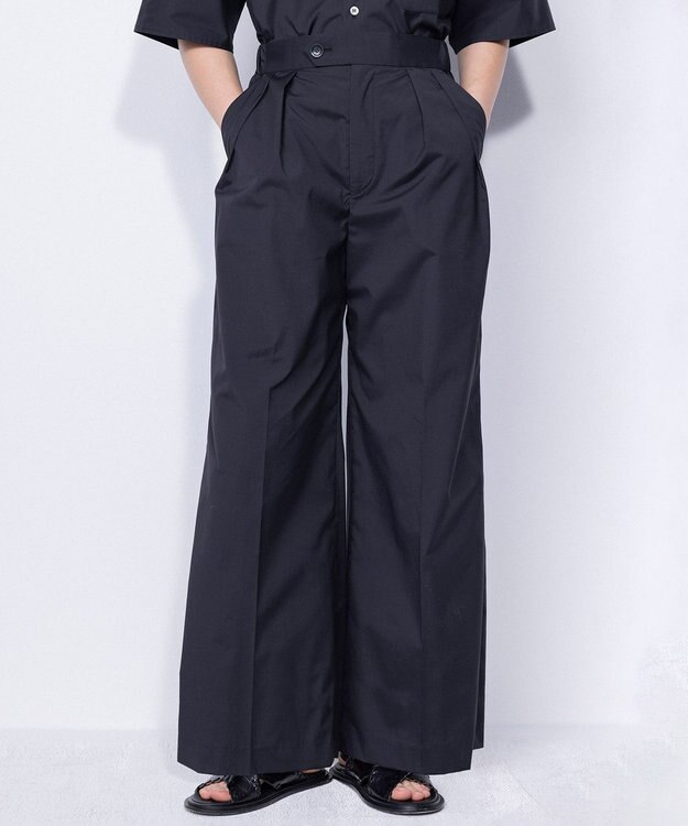 NAVE 【ReNave・セットアップ可/洗える/接触冷感/UVケア】コットンポリブロード パンツ ブラック系