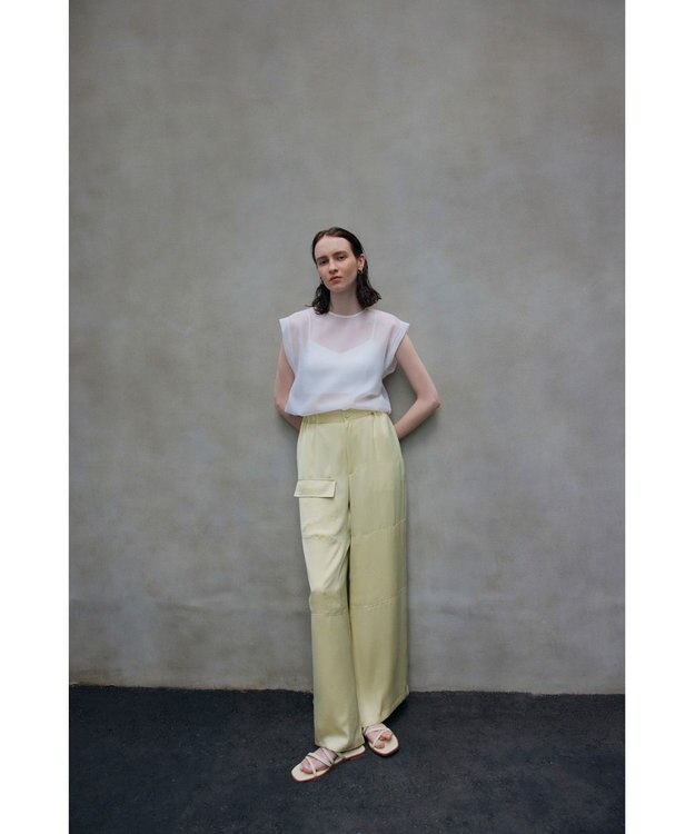 NAVE 【Nave・洗える/ウエストゴム】ヴィンテージサテン ワイドパンツ ライトイエロー系