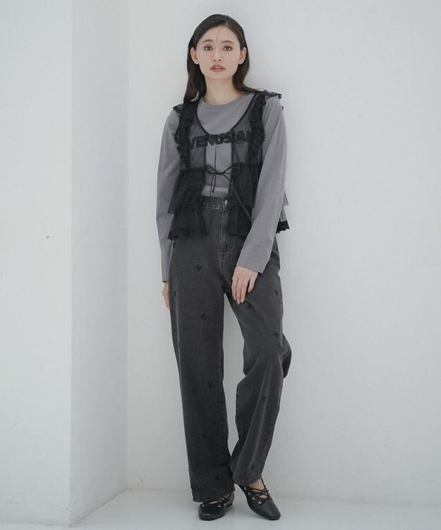 Green Parks ・ＥＬＥＮＣＡＲＥ　ＤＵＥ　チュールラッフルベスト Black