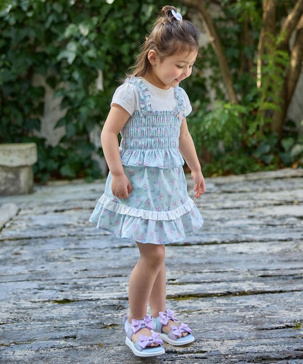 ANY KIDS フラワー×リボン スカパン ミント