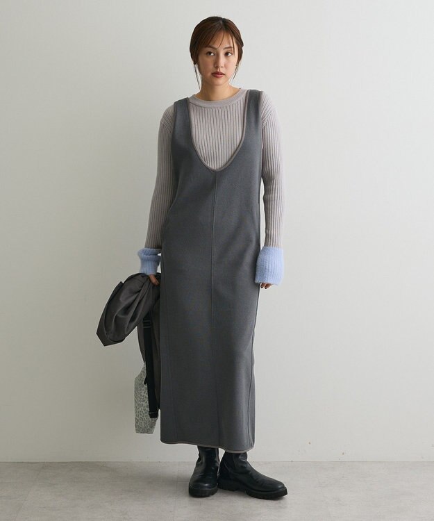 CRAFT STANDARD BOUTIQUE Uネックジャンパースカート Gray