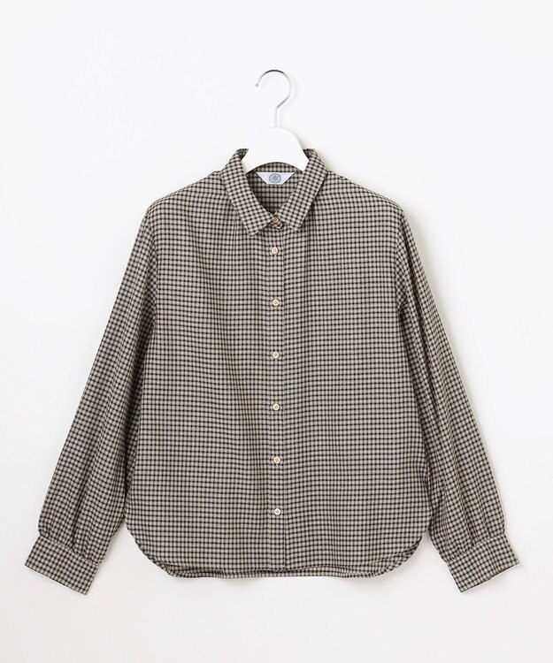 J.PRESS LADIES サイロチェック シャツ ベージュ×ブラック×パープル系