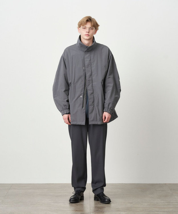 ATON TECHNO COTTON | リサイクルウールパテッドショートモッズ - UNISEX CHARCOAL GRAY