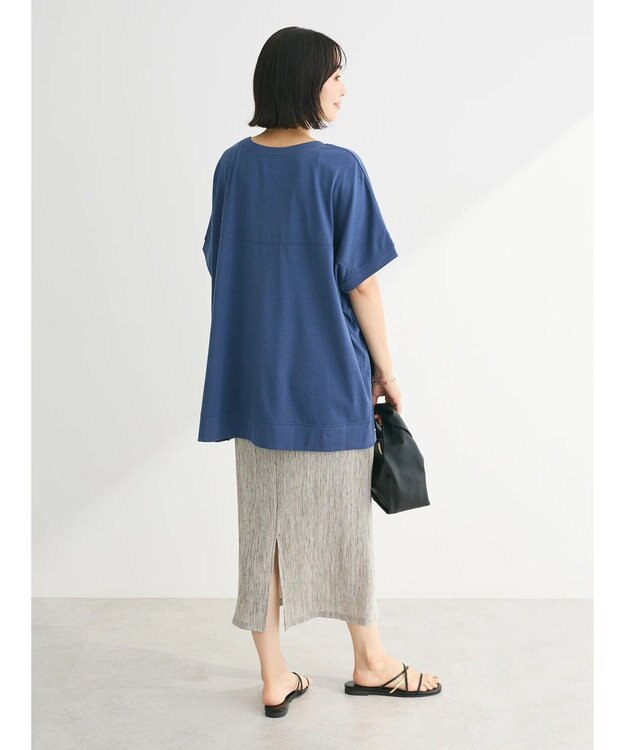 Green Parks フレンチスリーブ脇ドッキングカットプルオーバー Blue