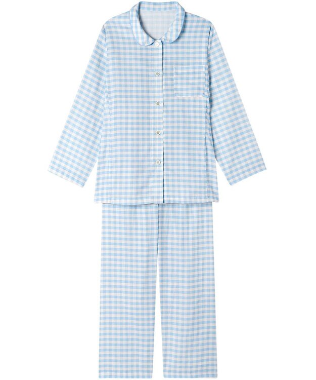 Wing パジャマ 綿100%(本体) 3Lまで対応 大きいサイズ 長袖 長ズボン レディース EP1003 ウイング／ワコール サックス