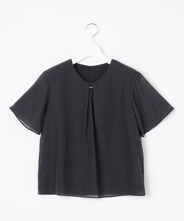 J.PRESS LADIES 【イージーケア】シアーストライプ カットソー ネイビー系