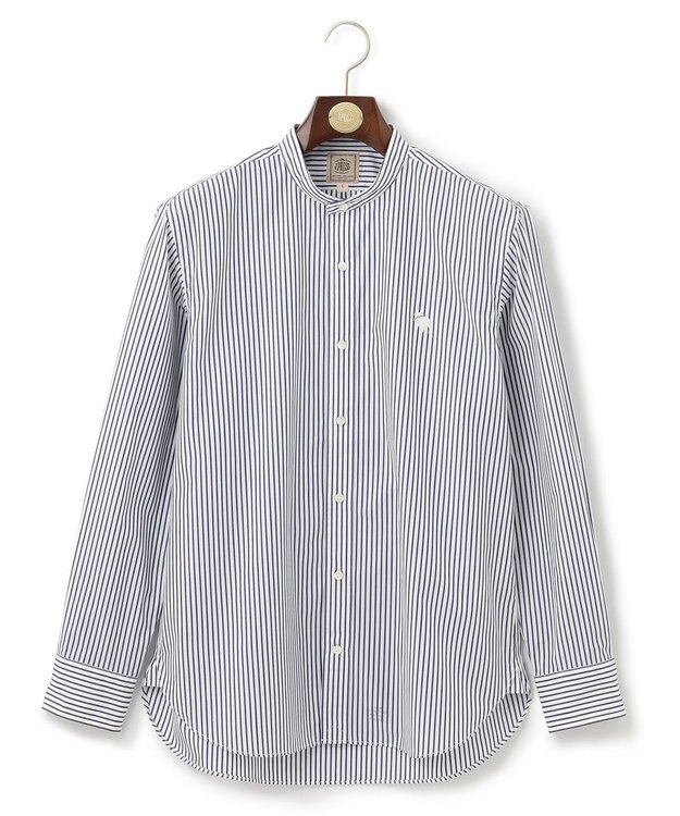 J.PRESS MEN 【WEB限定】ポプリンストライプ バックブルバンドカラーシャツ ホワイト系1
