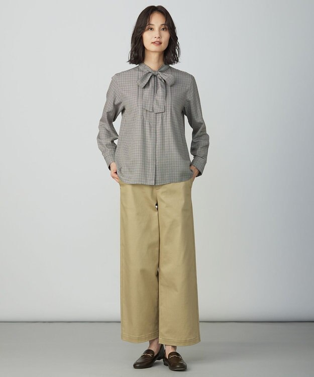 J.PRESS LADIES S サイロチェック ストライプ ブラウス ブラウンチェック系