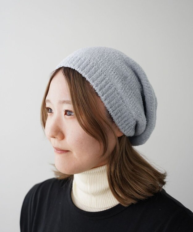 石田製帽 マイクロモール ホールガーメント ニット帽 ライトグレー