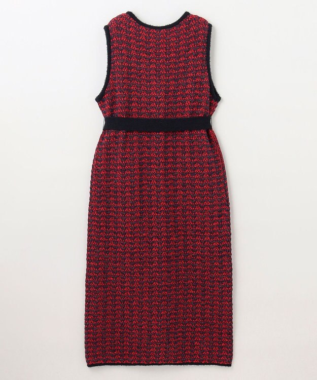 GRACE CONTINENTAL バイカラージャガードニットワンピース レッド
