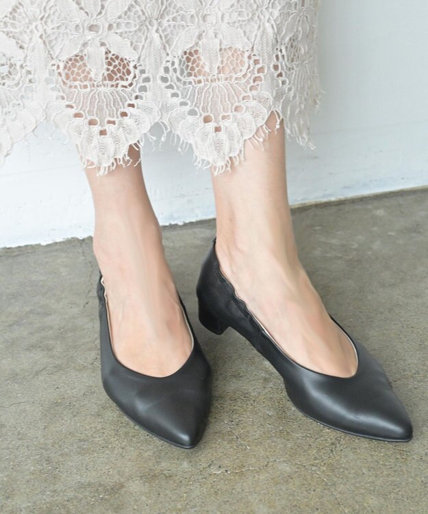 nouvelleRobe Oū 新色追加【本革・高反発】Heel Pointed-plain ポインテッドトゥ ヒールパンプス ブラック