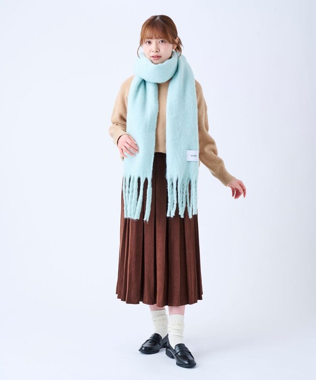 MOONBAT 【美人百花2月号/CanCam/andGIRL掲載】洗える ボリュームマフラー ソフトプレーン 幅40cm ミントグリーン