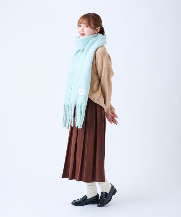 MOONBAT 【美人百花2月号/CanCam/andGIRL掲載】洗える ボリュームマフラー ソフトプレーン 幅40cm ミントグリーン