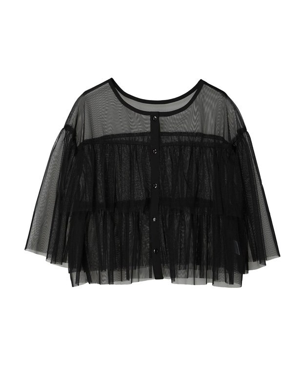 Green Parks ・ＳＵＧＡＲ　ＳＰＯＯＮ　チュールティアードブラウス Black
