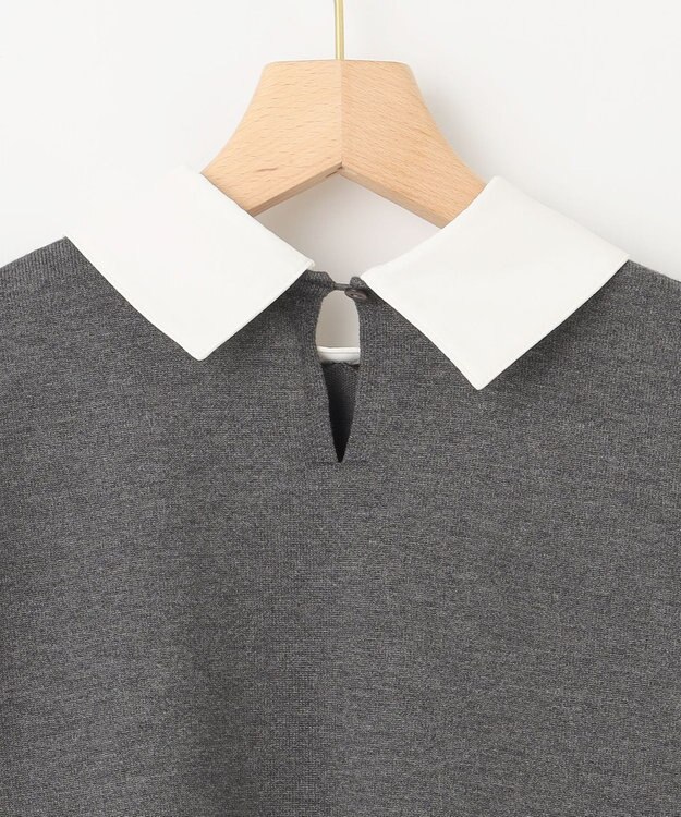 組曲 【WEB限定】ELENA襟付き セットアップワンピ チャコールグレー系