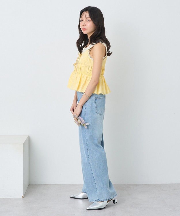 earth music&ecology ジャガードフレアキャミブラウス Yellow