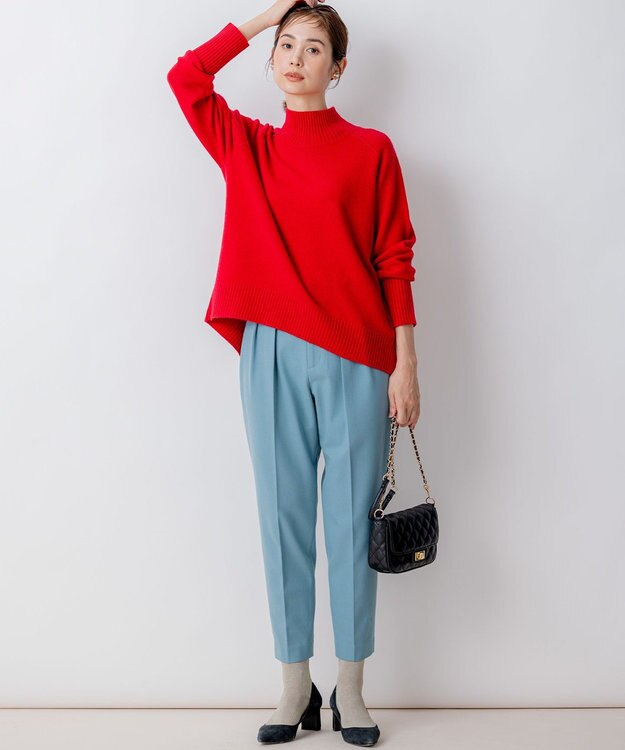 組曲 【8色展開・WEB限定】ウールカシミヤミックス ハイネック ニット ルビーレッド系