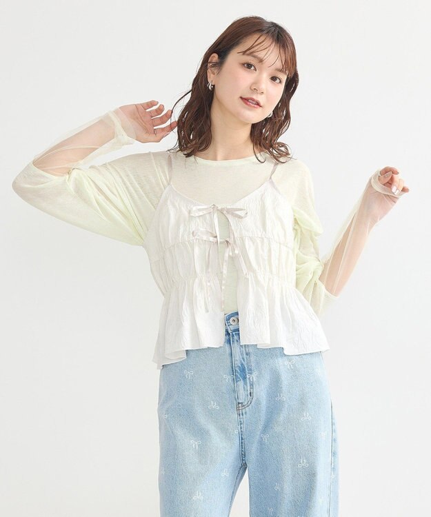 earth music&ecology ジャガードフレアキャミブラウス White