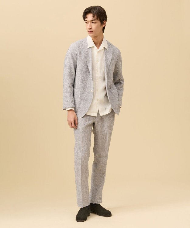 J.PRESS MEN 【LIBECO】リネンオープンカラー シャツ ホワイト系