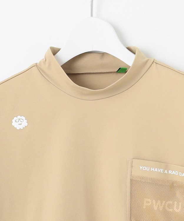 PW CIRCULUS 【吸水速乾 / UV遮蔽率99% UVカット / ストレッチ】【WOMEN】メッシュポケットモックネックT ゴルフウェア レディース ベージュ系