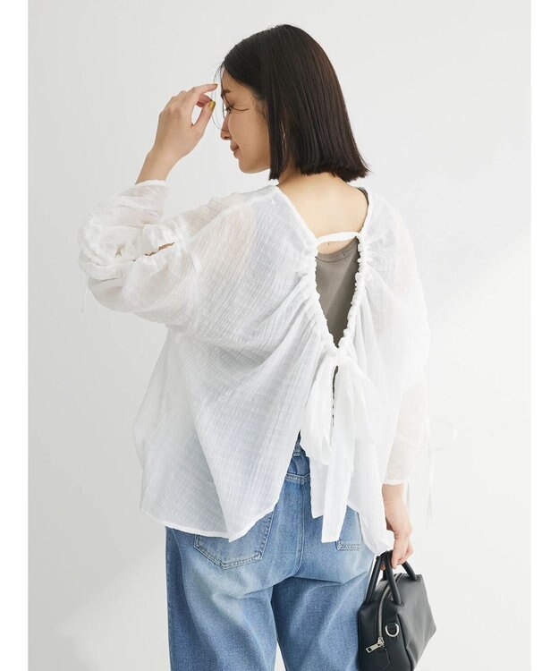 Green Parks ・ＥＬＥＮＣＡＲＥ　ＤＵＥ　バックリボンブラウス Off White