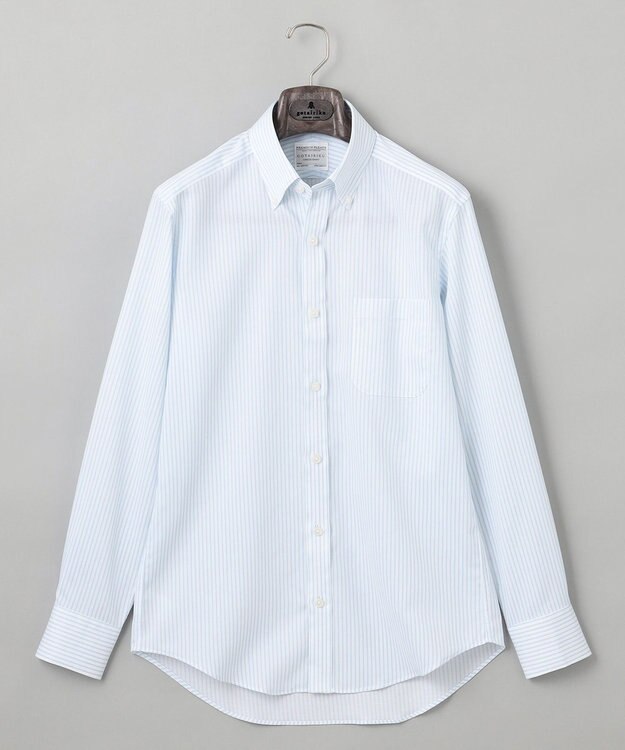 GOTAIRIKU 春夏向け【形態安定】SUMMERPREMIUMPLEATS_スモールボタンダウンカラー 長袖ドレスシャツ_ストライプ(25年春夏モデル) サックスブルー系1