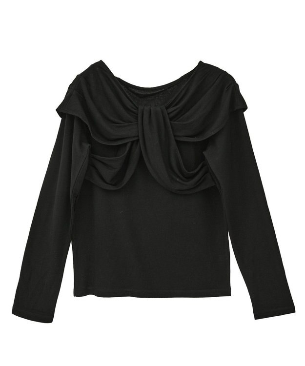 earth music&ecology リボンライクドレーププルオーバー Black