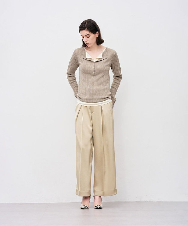 uncrave ハイゲージニット ヘンリーネックトップス モカ