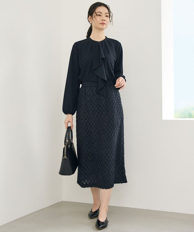 自由区 【セットアップ対応】ワッシャーカットジャカード スカート ミッドナイト