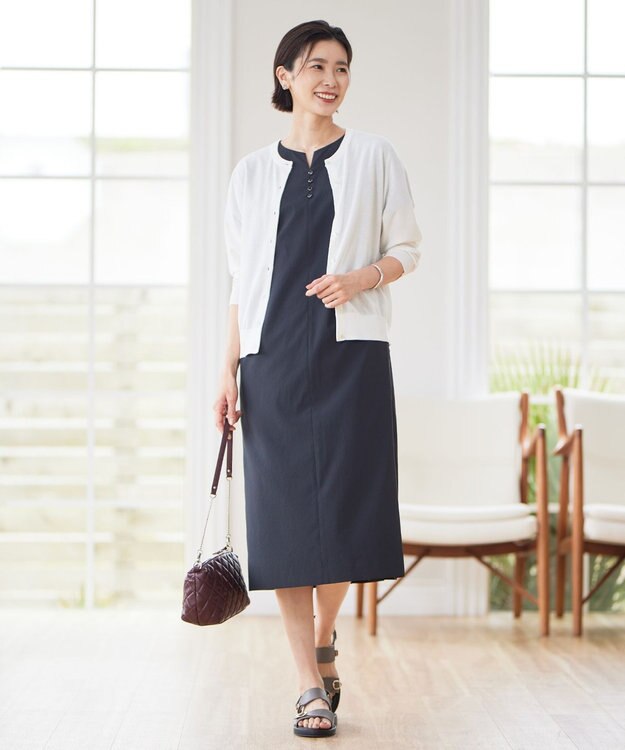 J.PRESS LADIES S 【洗える・抗菌防臭】コットンアセテート ドルマン カーディガン ホワイト系