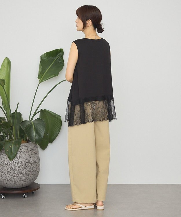 AMERICAN HOLIC 裾レースノースリーブプルオーバー Black