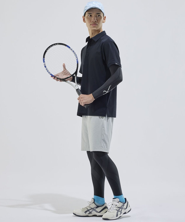 CW-X 【MEN】 CW-X ストレッチポロシャツ スポーツウェア 半袖 3分袖 メッシュ素材 ムレにくい 夏 メンズ DLO131 /ワコール ブラック
